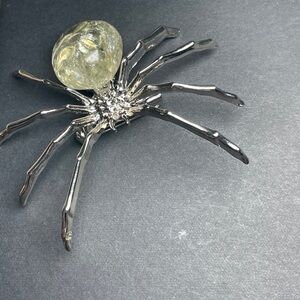 Witchy Quartz Spider Broach with Yellow Citrine Quartz Gemstone Body